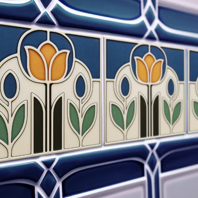 Carreau Elegant Art Nouveau Tulip Ceramic Tile (Créateur téléchargé)