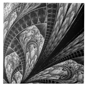 Carreau Elégant Art numérique Fractal Silver Design