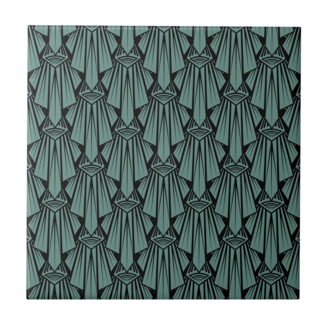 Carreau Élégant art sombre déco éléments géométriques abst (Devant)