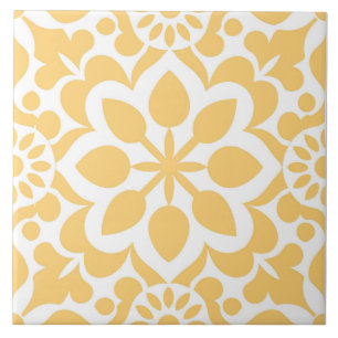 Carreau Élégant azulejo portugais motif jaune vintage