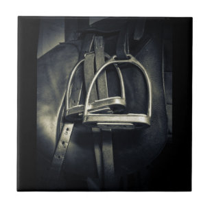 Carreau Élégant bâton d'argent sur selle d'équitation angl