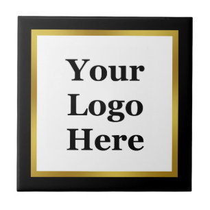 Carreau Elégant Black White Gold Votre logo ici Modèle