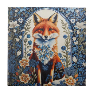 Carreau Elégant bleu Floral William Morris Inspiré Fox