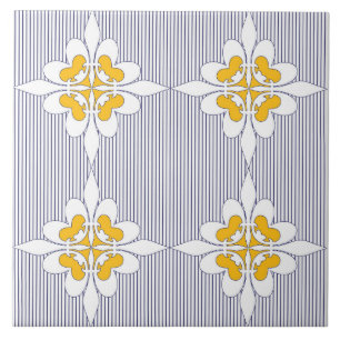 Carreau Elégant, bleu marine, rayures, jaune moutarde, bl