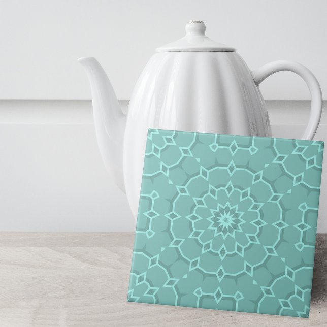 Carreau Elégant bleu Turquoise mosaïque marocaine géométri (Créateur téléchargé)