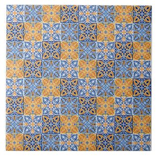 Carreau Elegant blue& brow yellow Italian  pattern 