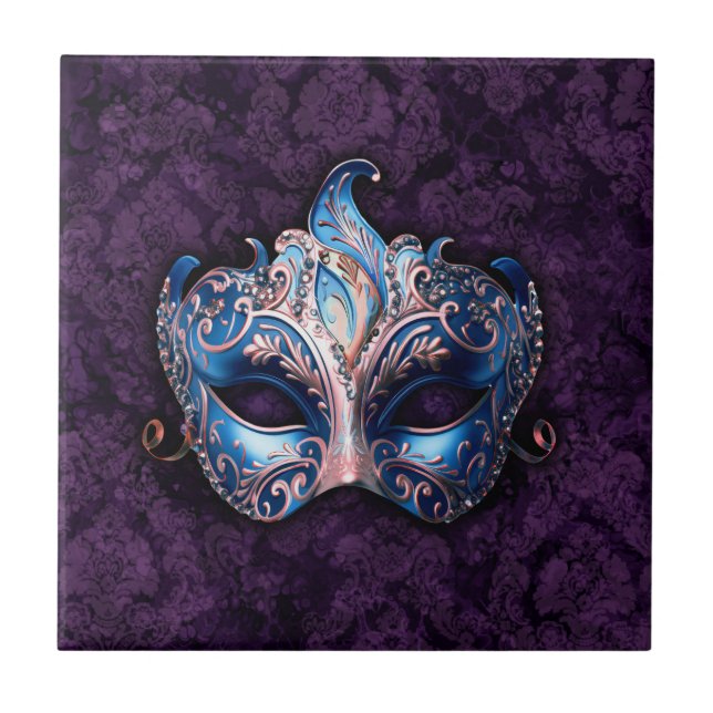Carreau Elegant Blue Masquerade Mask (Devant)