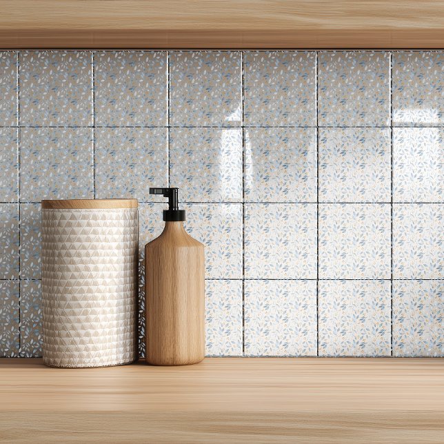 Carreau Elegant Blue Watercolor Botanical Pattern (Créateur téléchargé)