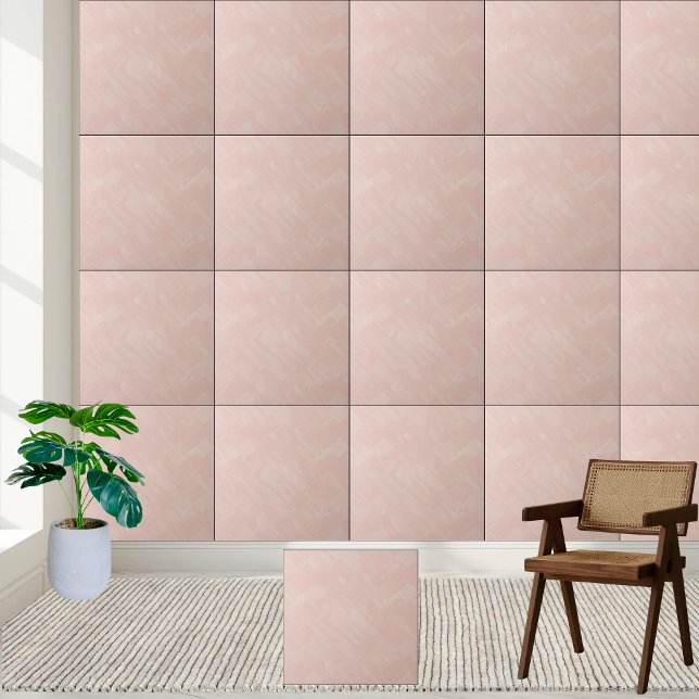 Carreau Élégant Blush rose Géométrique Texturé (Elegant Blush Pink Geometric Textured Ceramic Ceramic Tile)