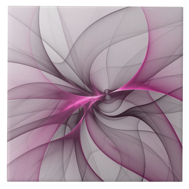 Carreau Élégant Chaos Moderne Art Fractal Abstrait Rose (Devant)