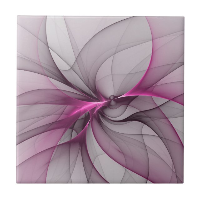 Carreau Élégant Chaos Moderne Art Fractal Abstrait Rose (Devant)