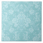 Carreau Élégant Chic Romantique Floral Damask-Mint<br><div class="desc">Elégant design damassé floral d'inspiration vintage avec des fleurs chic monochromes de menthe pastel clair-sur-foncé,  des rouleaux feuillus et des écharpes de rubans délicats en dentelle. Ce motif est transparent et peut être mis à niveau vers le haut ou vers le bas.</div>