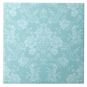 Carreau Élégant Chic Romantique Floral Damask-Mint