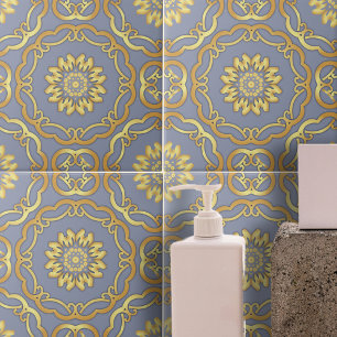 Carreau Elégant Classic Faux Gold Bordure Sur Grey