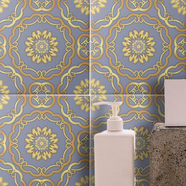 Carreau Elégant Classic Faux Gold Bordure Sur Grey (Créateur téléchargé)