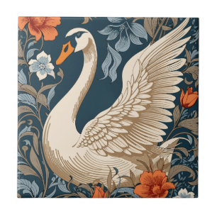Carreau Elégant cygne Vintage William Morris inspiré