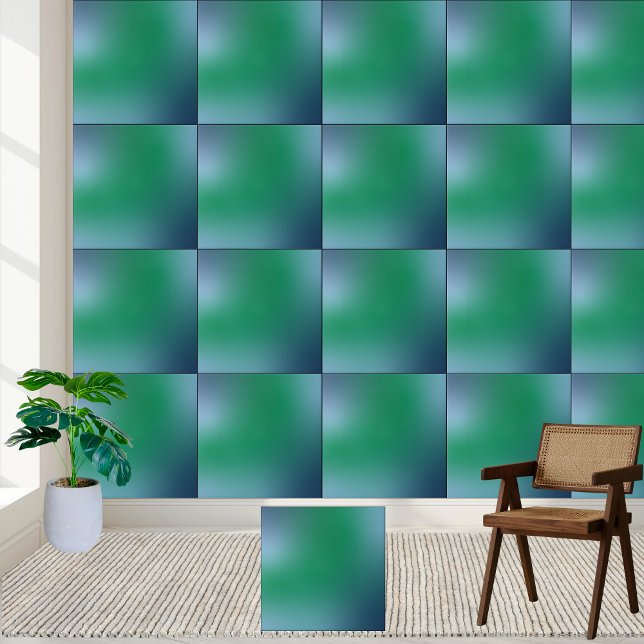 Carreau Élégant dégradé vert et bleu Abstrait (Elegant Green and Blue Gradient Abstract Ceramic Tile)
