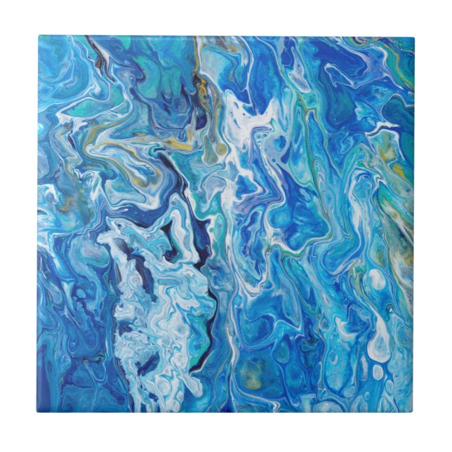 Carreau Élégant Dentelle folle Agate 6 - Océan Bleu (Devant)