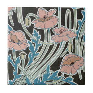 Carreau élégant design art nouveau coquelicots islandais