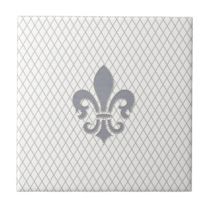 Carreau Elegant Fleur de Lys dans gris et blanc