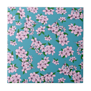 Carreau Élégant floral aquarelle rose de cerisier en fleur