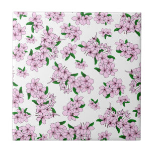 Carreau Élégant floral aquarelle rose de cerisier en fleur