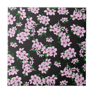 Carreau Élégant floral aquarelle rose de cerisier en fleur