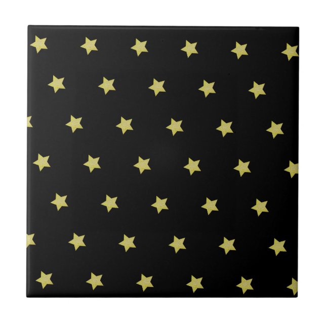 Carreau Elegant Gold & Black Star Pattern  (Devant)