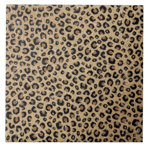 Carreau Elegant Gold Glitter Black Leopard
