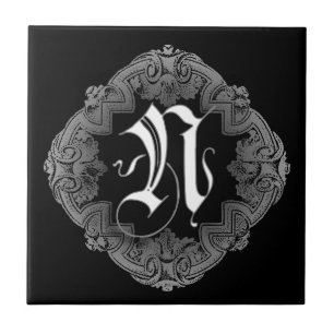 Carreau Élégant Goth Initial N