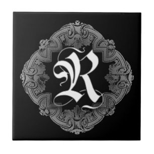 Carreau Élégant Goth initial R