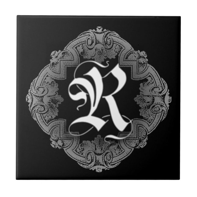 Carreau Élégant Goth initial R (Devant)