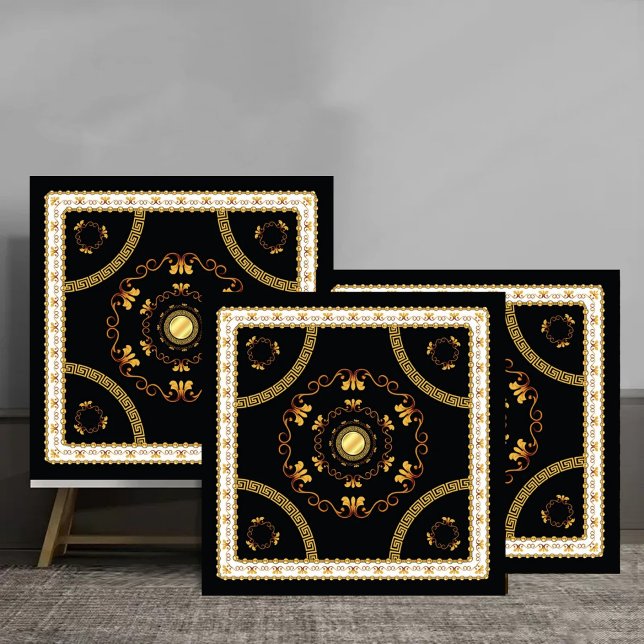 Carreau Elegant Greek Baroque Gold Frame Pattern luxury (Créateur téléchargé)
