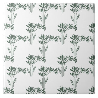 Carreau Elegant Grey-Green Botanical Pattern 