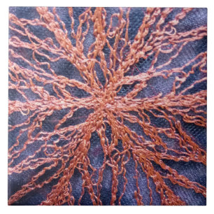 Carreau Elégant indigo orange brûlé surdimensionné broderi