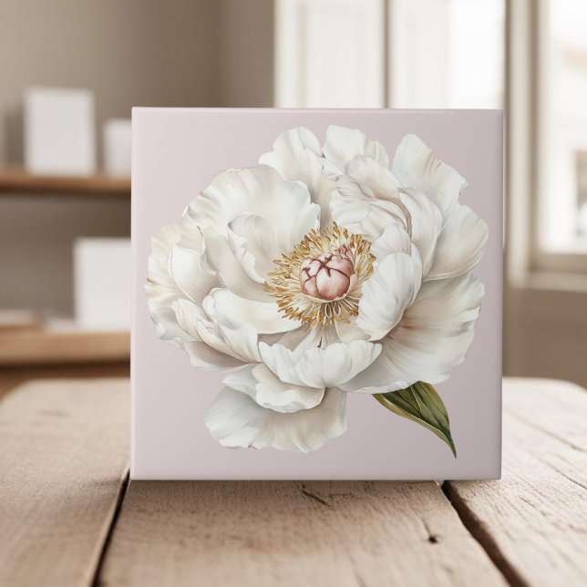 Carreau Elégant ivoire blanc peony (Créateur téléchargé)