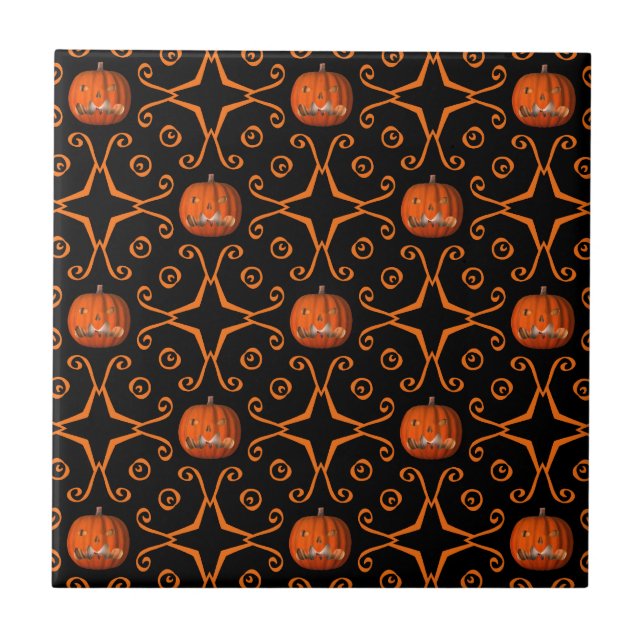 Carreau Élégant kaléidoscope Jack-o'-lantern Halloween (Devant)