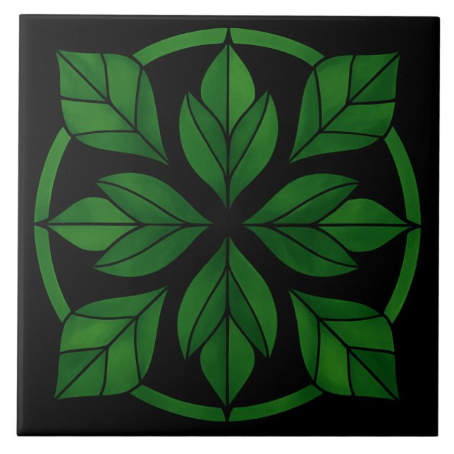 Carreau Elegant Leaves Pattern Ceramic Tile (Devant)