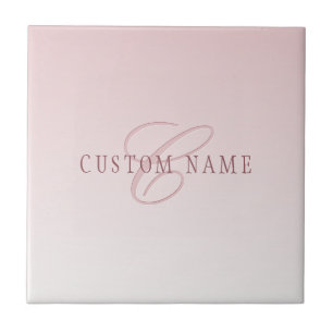 Carreau Élégant lettrage et monogramme   Rose Ombre