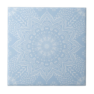 Carreau Élégant Mandala bleu clair