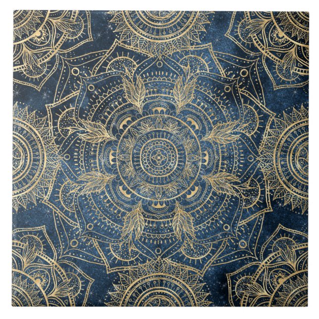 Carreau Elégant Mandala Blue Whimsy Design (Devant)
