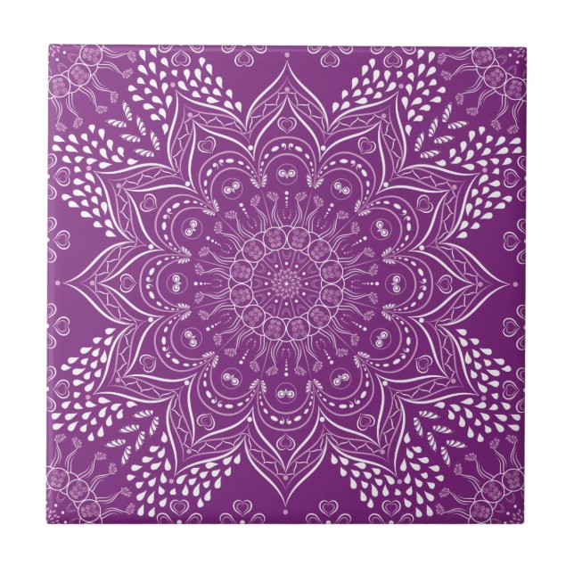 Carreau Elégant mandala violet (Devant)