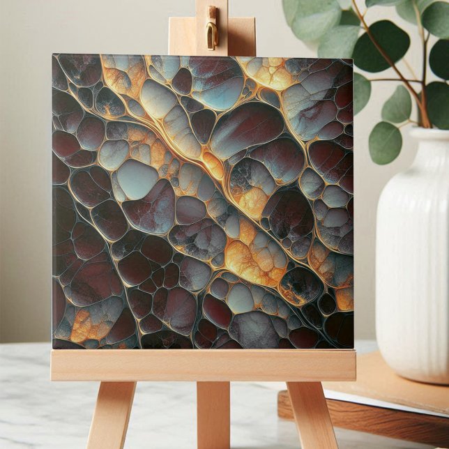 Carreau Elégant marron et pierre Abstraite ambre (Créateur téléchargé)