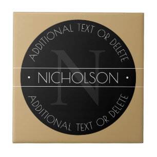 Carreau Élégant Monogramme moderne modifiable Noir Blanc O