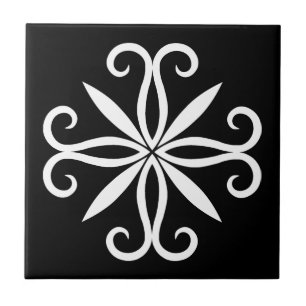 Carreau Elégant motif blanc tourbillonnant sur noir