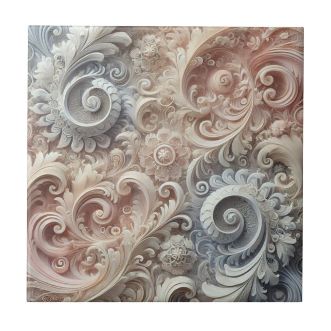 Carreau Élégant Motif de dentelle Pastel Gradient (Devant)