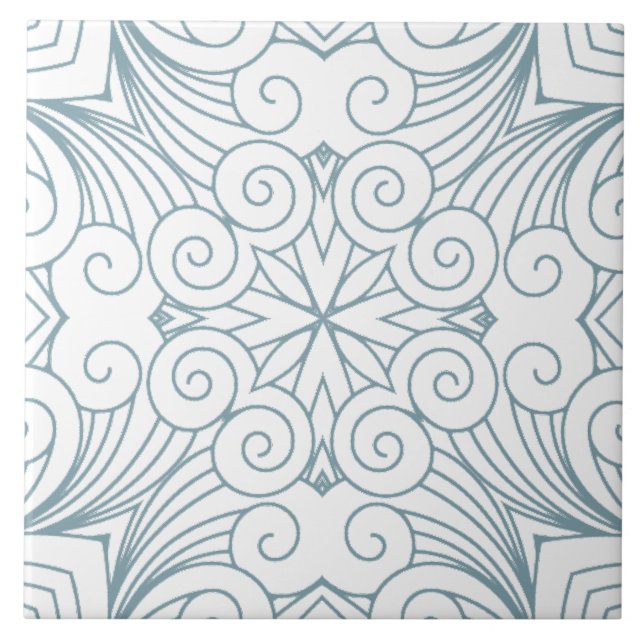 Carreau Élégant Motif de mandala géométrique bleu (Devant)