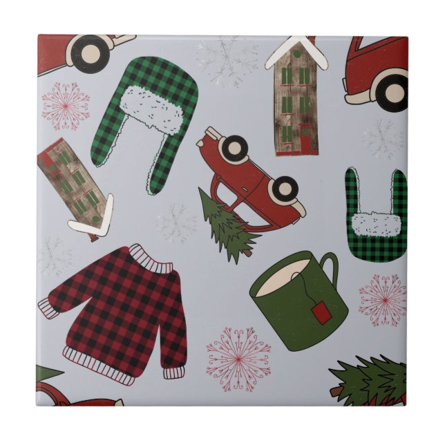 Carreau Élégant Motif de Noël (Devant)