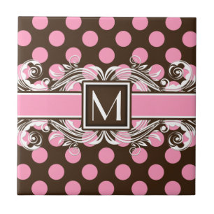 Carreau Élégant Motif de points géométriques monogrammes