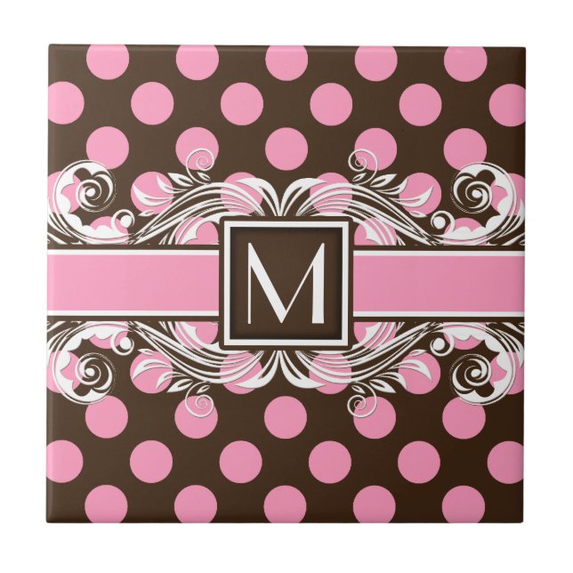 Carreau Élégant Motif de points géométriques monogrammes (Devant)